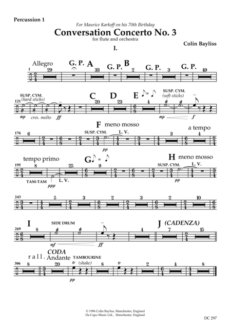 Conversation Concerto No 3 For Flute And Orchestra Parts For Percussion Solo Flute And Strings Sheet Music