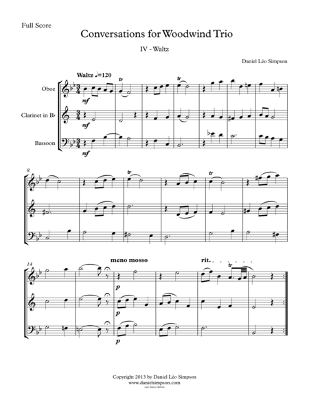 Conversations For Woodwind Trio 4th Mvt Waltz Sheet Music