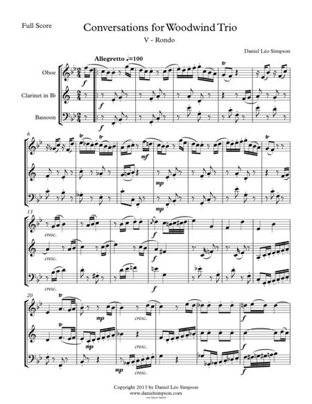 Conversations For Woodwind Trio 5th Mvt Rondo Sheet Music