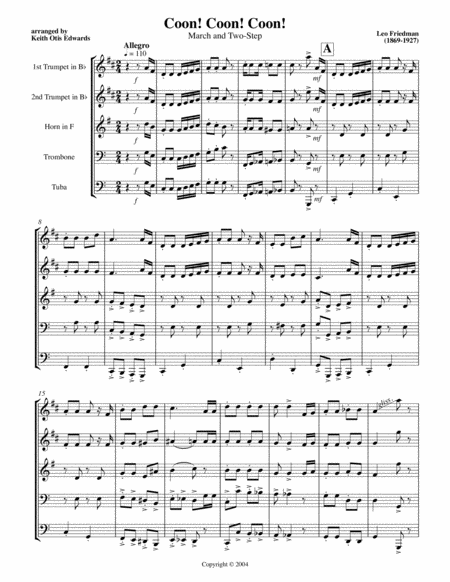 Free Sheet Music Coon Coon Coon