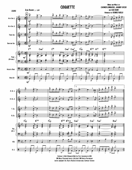 Coquette Sax Quartet Aatb With Rhythm Section Intermediate Sheet Music