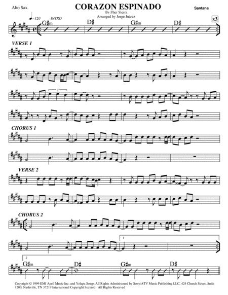 Corazon Espinado Alto Sax Sheet Music