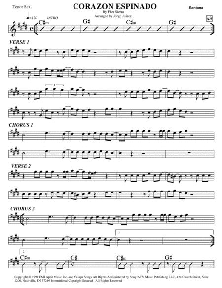 Corazon Espinado Tenor Sax Sheet Music