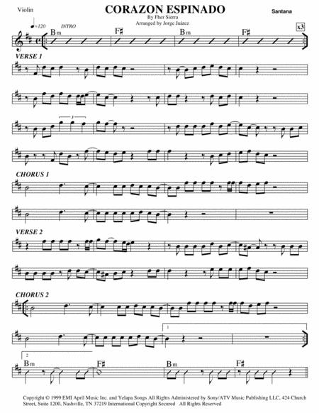 Free Sheet Music Corazon Espinado Violin