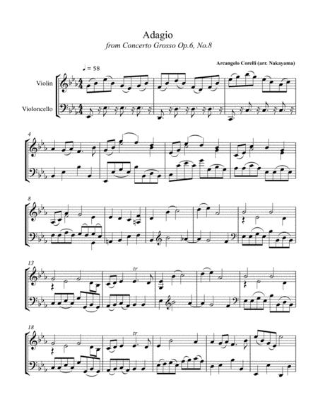 Free Sheet Music Corelli Adagio From Christmas Concerto Arr For Violin Cello