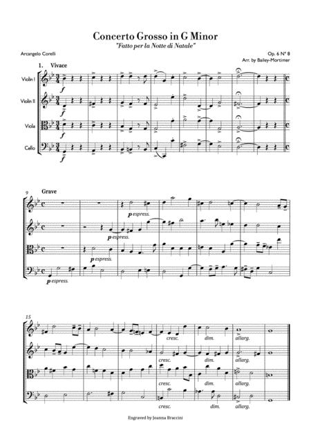 Free Sheet Music Corelli Arcangelo Concerto Grosso In G Minor Fatto Per La Notte Di Natale