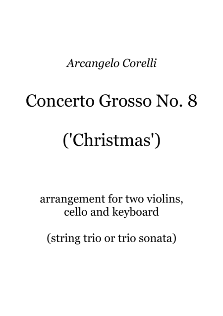 Corelli Christmas Concerto Arranged As A String Trio Sonata Sheet Music