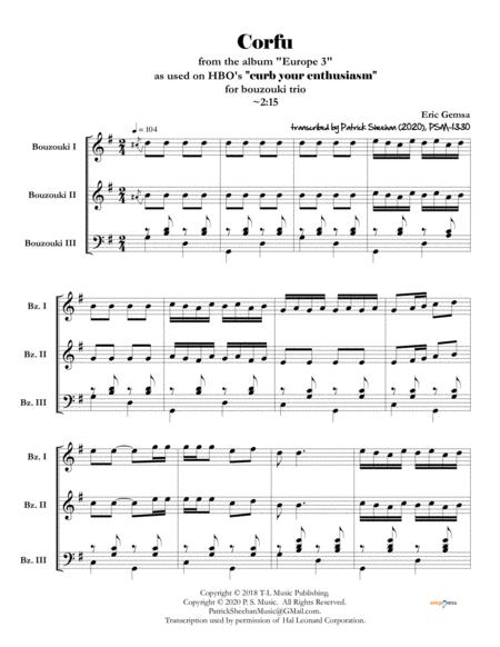 Free Sheet Music Corfu From Curb Your Enthusiasm Full Score Set Of Parts