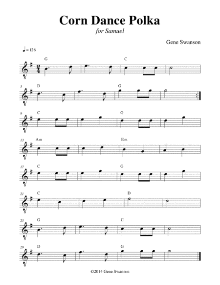 Free Sheet Music Corn Dance Polka Play Along