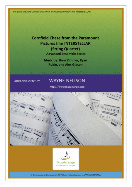 Cornfield Chase From The Paramount Pictures Film Interstellar For String Quartet Sheet Music