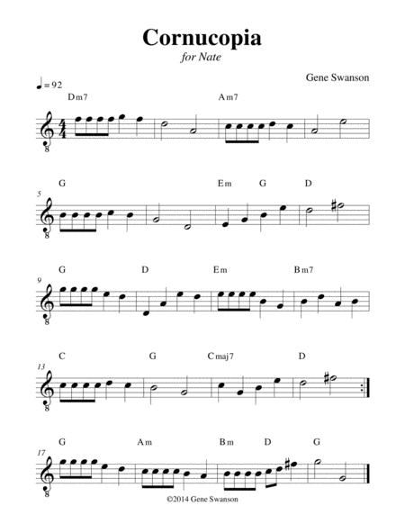 Cornucopia Play Along Sheet Music