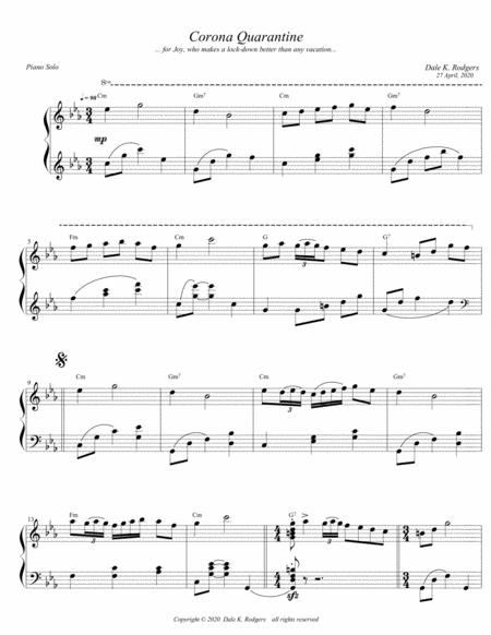 Corona Quarantine Piano Solo Sheet Music