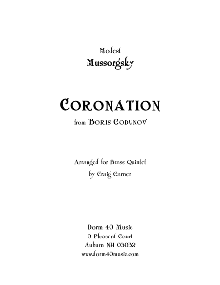 Coronation From Boris Godunov Sheet Music