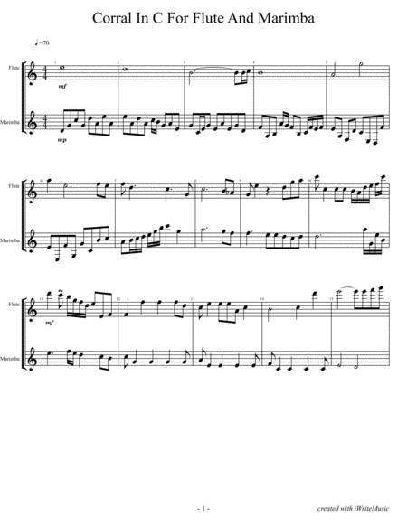 Corral In C For Flute And Marimba Sheet Music