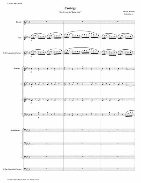 Cortge Mvt 2 From Debussys Petite Suite For Clarinet Nonet Piccolo Flute Sheet Music