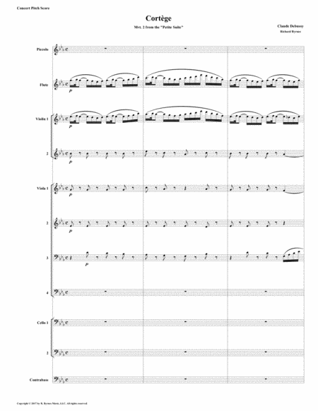 Free Sheet Music Cortge Mvt 2 From Debussys Petite Suite For String Nonet Piccolo Flute