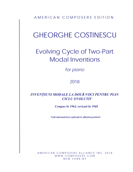 Free Sheet Music Costinescu Evolving Cycle Of Two Part Modal Inventions