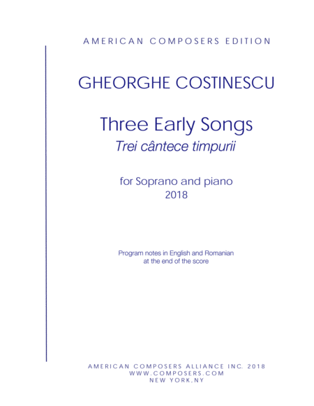 Costinescu Three Early Songs Sheet Music