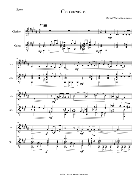 Free Sheet Music Cotoneaster For Clarinet And Guitar