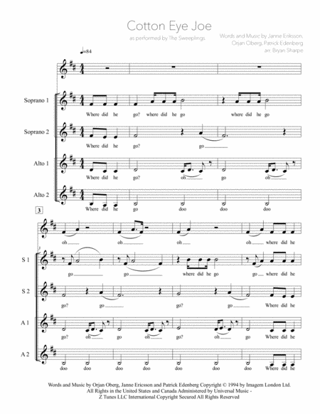 Free Sheet Music Cotton Eye Joe