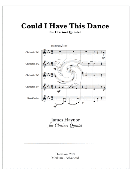 Free Sheet Music Could I Have This Dance For Clarinet Quintet