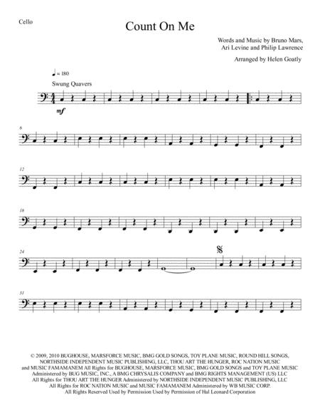 Count On Me By Bruno Mars For String Quartet Sheet Music