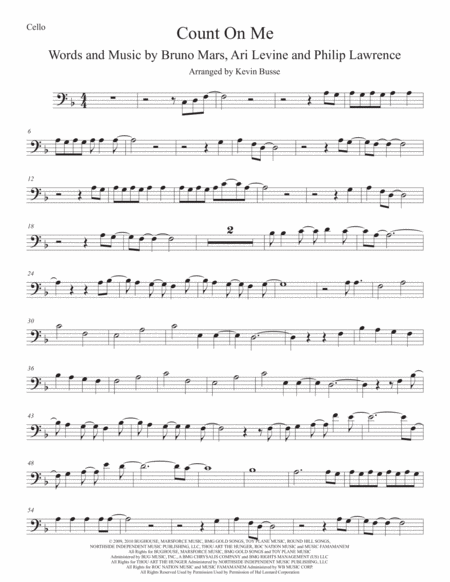 Free Sheet Music Count On Me Cello