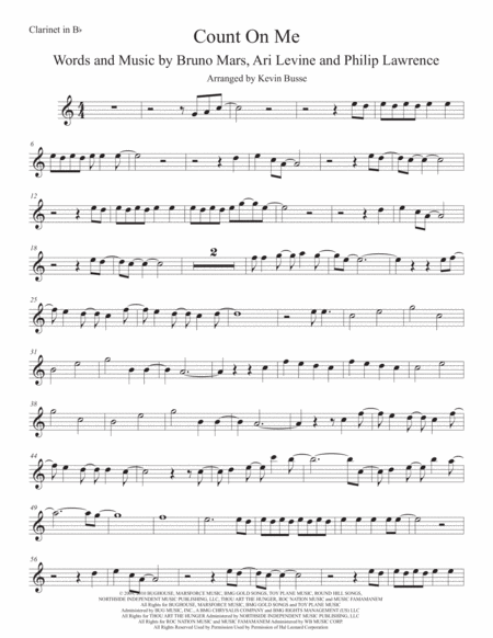 Free Sheet Music Count On Me Easy Key Of C Clarinet