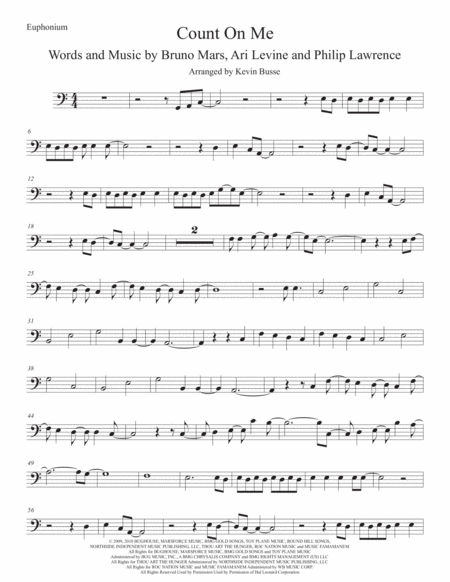 Free Sheet Music Count On Me Easy Key Of C Euphonium