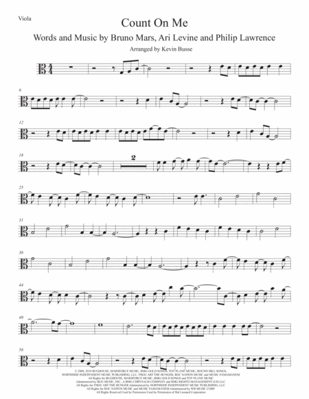 Free Sheet Music Count On Me Easy Key Of C Viola
