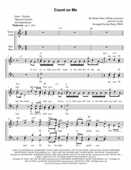 Free Sheet Music Count On Me For Young Womens Quartet