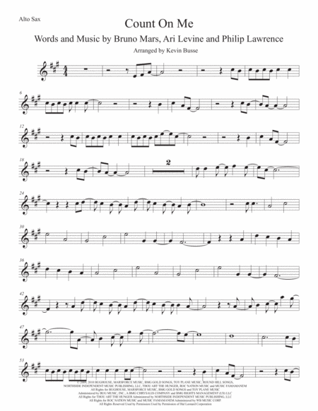 Free Sheet Music Count On Me Original Key Alto Sax