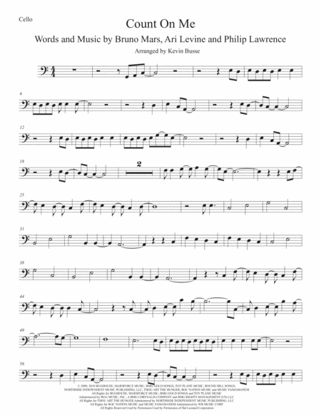 Count On Me Original Key Cello Sheet Music