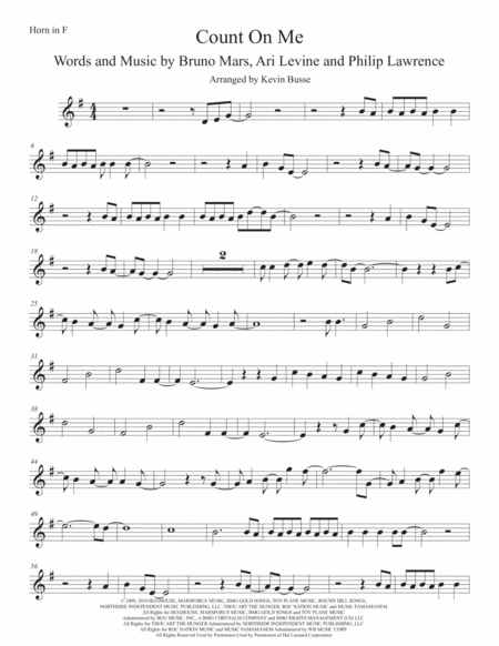 Count On Me Original Key Horn In F Sheet Music