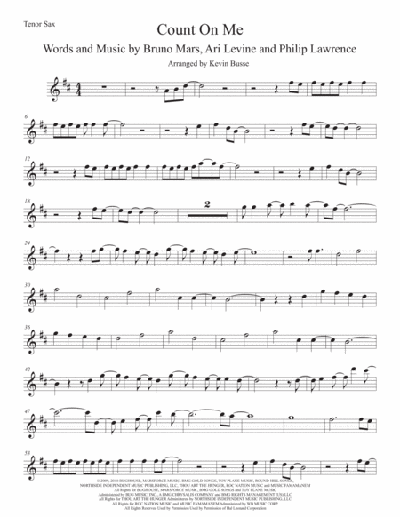 Count On Me Original Key Tenor Sax Sheet Music