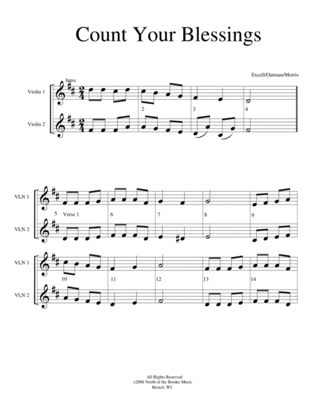 Count Your Blessings A Violin Duet Sheet Music