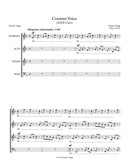 Counter Voice Satb Choir Sheet Music