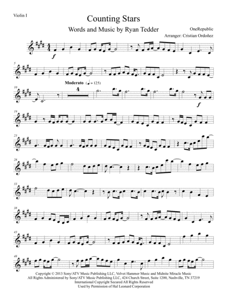 Counting Stars Sheet Music