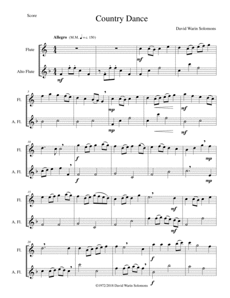 Country Dance For Flute And Alto Flute Sheet Music