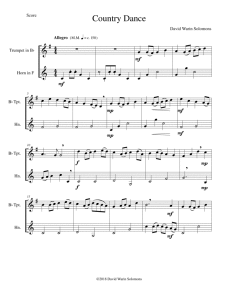 Country Dance For Trumpet And French Horn Sheet Music