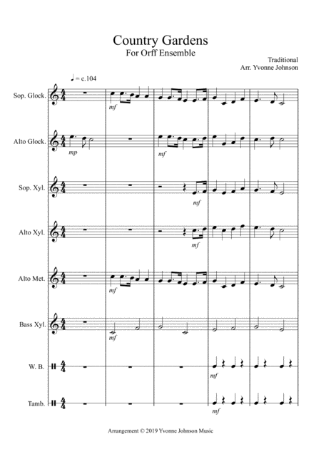 Country Gardens For Orff Ensemble Sheet Music