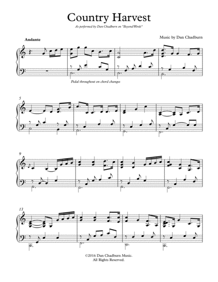 Free Sheet Music Country Harvest