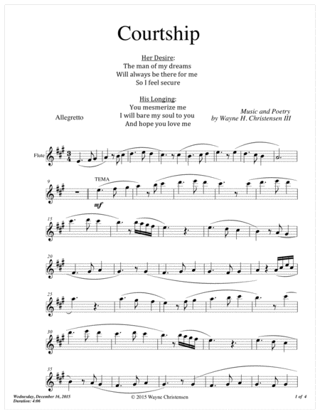 Free Sheet Music Courtship Flute