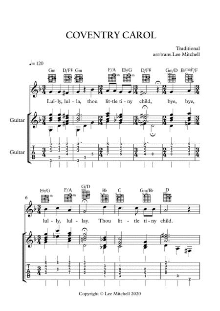 Free Sheet Music Coventary Carol