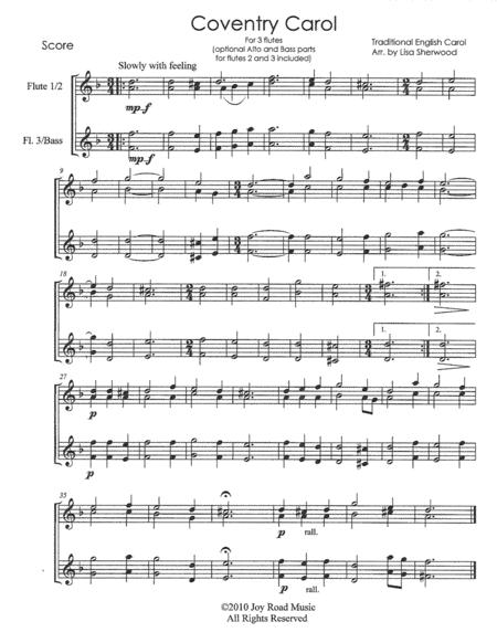 Free Sheet Music Coventry Carol Flute Trio