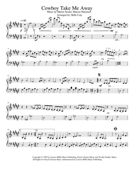 Cowboy Take Me Away For Pedal Harp Intermediate Advanced Sheet Music