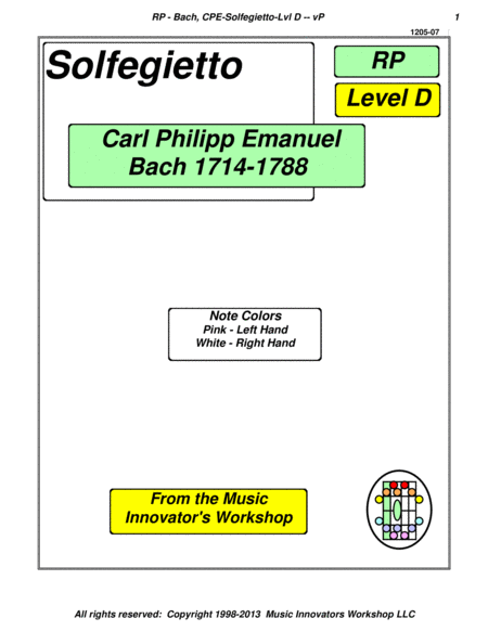 Free Sheet Music Cpe Bach Solfegietto Key Map Tablature