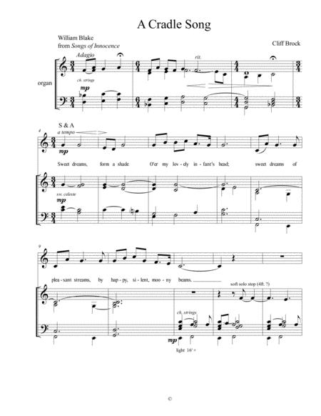 Cradle Song Choral Setting Blake Brock Sheet Music