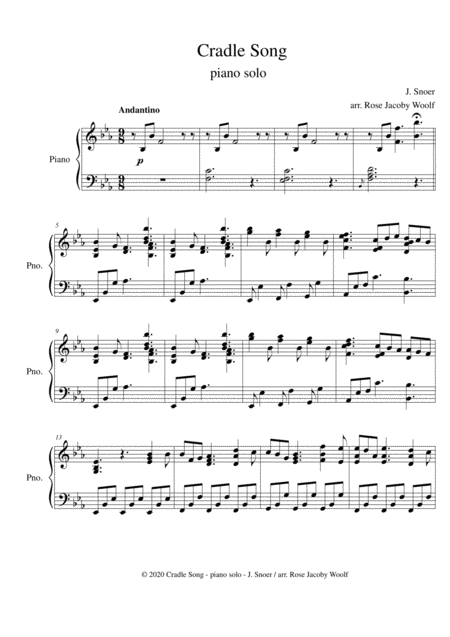 Cradle Song Piano Solo Sheet Music