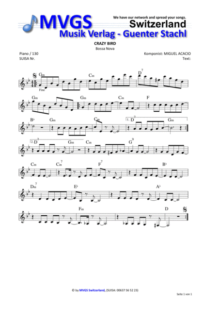 Crazy Bird Sheet Music